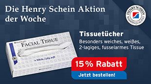 Die Henry Schein Aktion der Woche: Tissuetuecher, besonders weiches, weißes, 2-lagiges, fusselarmes Tissue